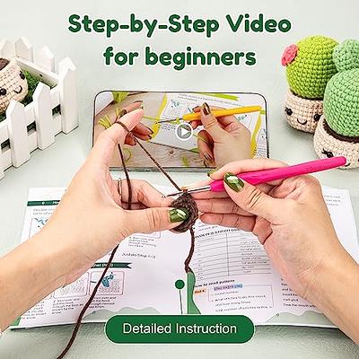 Crochet Kit for Beginners - 4Pcs Succulents for Adults, Crocheting Knitting  Kit with Step-by-Step Video Tutorials