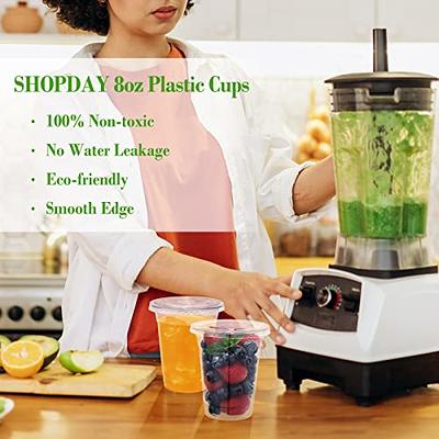 SHOPDAY Disposable Plastic Cups with Lids 8oz Clear Plastic Cups