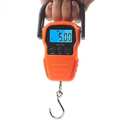 Portable Fishing Scale, Digital Hanging Hook Scale with Backlit LCD  Display, Electronic Travel Scale for Luggage, 110lb./ 50 kg 