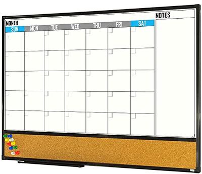 DOLLAR BOSS Magnetic Chalkboard Calendar for Wall 16 x 12 Dry Erase  Calendar Chalk Board and Cork Board Combo Hanging Planing Bulletin Board  for