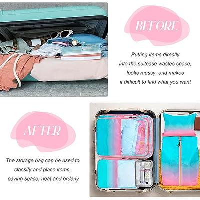 Portable Travel Storage Bag, Simple Luggage Organizer With Zipper Clothes  Storage Bag,Travel Organizer Set,Packing Cube Set,Suitcase Storage Bag Set, Travel Storage Set With Shoe Toiletry and Laundry Bags School Supplies Room  Decor Bedroom