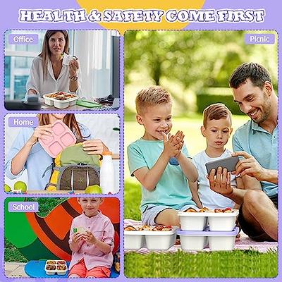 Meal Prep Containers(4 Pack), 4-Compartments Salad Container for Lunch,  Reusable BPA Free Food Prep Containers for Kids, Lunchable Kids Snack