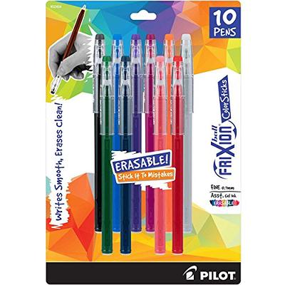 Pilot FriXion Synergy Clicker Erasable Retractable Gel Pens, Extra-Fine Point, 0.5 mm, Black Barrel, Assorted Ink, Pack of 3 Pens