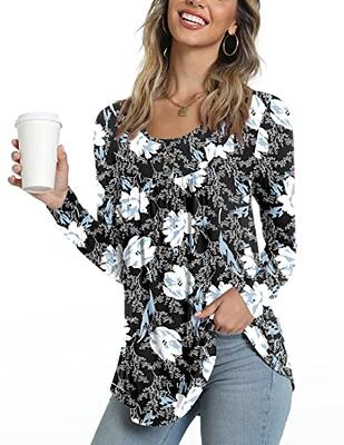 LOMON Blouses for Women Business Casual Tunic Tops to Wear with Leggings  Ruffle V Neck T Shirts (Blue, 2XL) - Yahoo Shopping