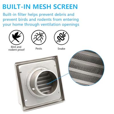 XITAO 6'' Dryer Vent Cover Outdoor with Metal Mesh Screen, Square Stainless  Steel Air Vent External Exterior Wall Outlet Includes 4 Screw for Easy  Installation - Yahoo Shopping