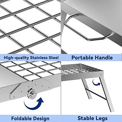 Skyflame Folding Campfire Grill, Portable Stainless Steel Camping Grill  Grate and Camp Grill Griddle with Collapsible Legs for Versatile Outdoor  Backpacking BBQ Over Fire Pit Cooking - Yahoo Shopping