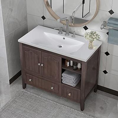 Bellemave 24'' Bathroom Vanity with Top Sink, Modern Bathroom Storage  Cabinet with 2 Drawers, Single Sink Bathroom Vanity with Open Shelf for