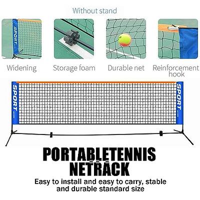 Boulder Portable Badminton Net Set - for Tennis Soccer Tennis Pickleball Kids Volleyball - Easy Setup Nylon Sports Net with Poles (Blue/Red 14 ft)