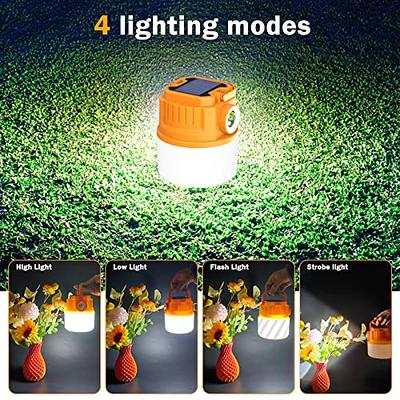 Wsky Solar Camping Lantern 4-Pack - Rechargeable LED Lights, Magnetic Base  & Foldable Hanging Hook- Collapsible Lamp Battery Powered Perfect for Power