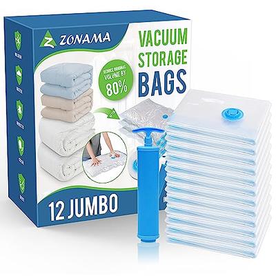 12 Pack Space Saver Vacuum Storage Bags(3 Jumbo/3 Large/3 Medium/3 Small),  Vacuum Sealer Bags for Clothes, Clothing, Comforters and Blankets