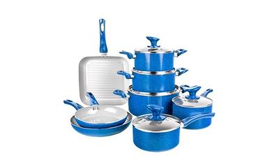 CAROTE 10pcs Pots and Pans Set, Nonstick Cookware Set Detachable/Removable  Handle, Induction Kitchen Cookware Sets Non Stick For RV, Oven Safe, Blue  in 2023