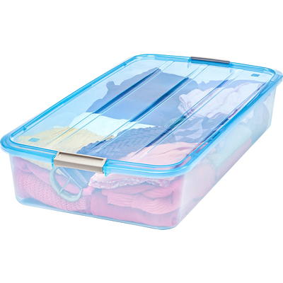 Iris 64 Quart Modular Storage Box, 8 Pack, Blue