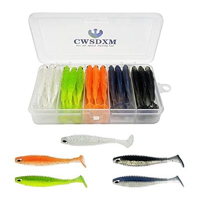 100PCS Bait Fishing Soft Plastic Lures, Soft Paddle Tail Lures for