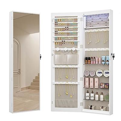 HollyHOME Jewelry Cabinet Armoire with Mirror, Lockable Jewelry Armoire  Organizer Clearance Wall/Door-Mount Hanging Armoire, Full Length Mirror for