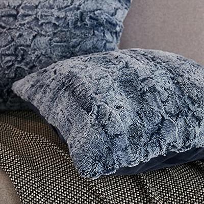 LIFEREVO 2 Pack Fluffy Faux Fur Pillow Shams,18 x 18 Inches Throw