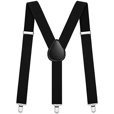 MENDENG Mens Suspenders Silver Swivel Hook Adjustable Heavy Duty