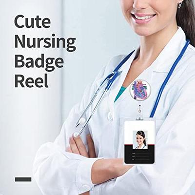 1PC Cardiac Badge Reel Holder Retractable With ID Clip For Nurse Nursing Name  Tag Card Heart Anatomy Nursing Student Doctor RN LPN Medical Assistant Work  Office Alligator Clip Badge