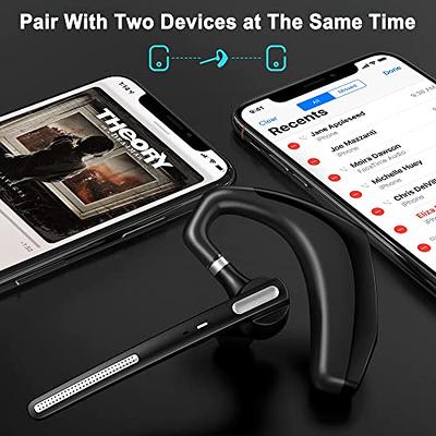 Bluetooth Headset - Wireless Headset with Microphone 90 Days Standby/110  Hours Talktime, Bluetooth Earpiece for Cell Phone/PC Tablet/Laptop  Computer