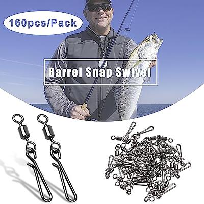 SILANON Fishing Barrel Snap Swivels Kit,160pcs Rolling Barrel Swivels with  Hanging Snap Stainless Steel Fishing Snap Clips Quick Change Speed Clips Swivels  Fishing Tackle Connector - Yahoo Shopping