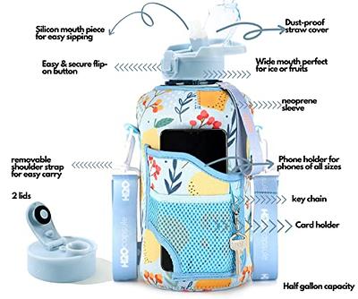 H2o Capsule 2.2l Half Gallon Water Bottle with Storage Sleeve and straw lid