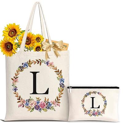 Floral Bridal Party Canvas Tote Bag with Name - Personalized Brides