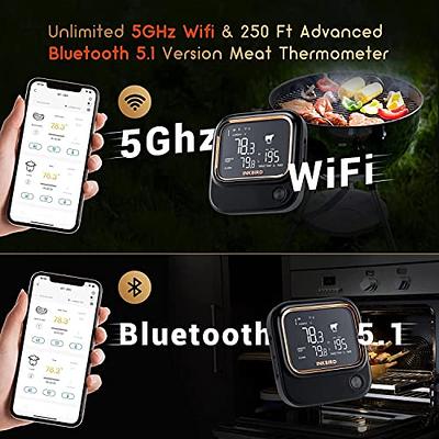 Inkbird Wi-Fi&Bluetooth Grill Thermometer IBBQ-4BW, Wireless Meat  Thermometer with 4 Probes, Wifi Meat Grill Thermometer 