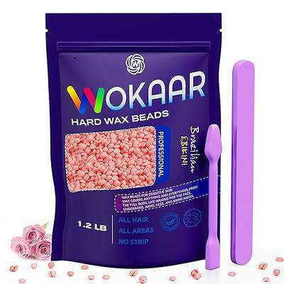 Wokaar Hard Wax Beads for Hair Removal- NEW 1.2lb Hypoallergenic Rose Wax  Beans, Underarms, Back