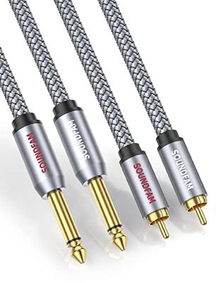 Double Jack 6.35 Mm 1/4 Inch Plug Double Rca Male Jack Audio Cable 1 Meter