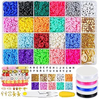 Zoyomax 4880 Pcs Clay Beads for Bracelet Making,6mm 20 Colors Flat Round  Polymer Clay Heishi Beads with Pendant Charms Kit, Letter Beads and Elastic  Strings for DIY Bracelets Necklace Jewelry Making 