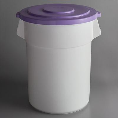 55 Gallon / 880 Cup White Round Ingredient Storage Bin with White