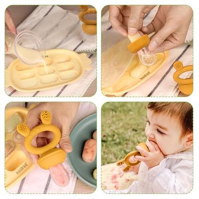 JEXFUN Silicone Baby Fruit Food Feeder Pacifier & Breastmilk Popsicle  Freezer Molds, Baby Food Storage Containers Breast Milk Ice Cubes for Baby