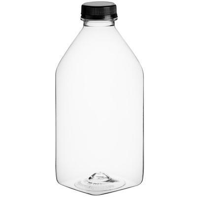 12 oz. Milkman Square PET Clear Juice Bottle with Lid