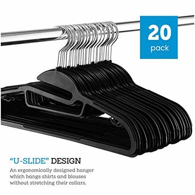 20 Pack Plastic Clothes Hangers - Non-Slip, Extra Thick Wide Shoulder Coat  Hangers with 360° Swivel Hook - Heavy Duty, Space Saving Hangers for Suits