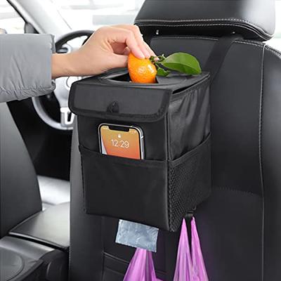 Yeefeoch Car Trash can Leak Proof Trash bin Foldable Hanging Garbage Bag  with lid,2.5 Gallons Trash can for car Black Trash Bag for All Vehicle