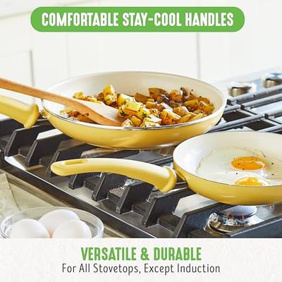 GreenLife Soft Grip Healthy Ceramic Nonstick 16 Piece Kitchen Cookware Pots  and Frying Sauce Saute Pans Set, PFAS-Free with Kitchen Utensils and Lid,  Dishwasher Safe, Yellow - Yahoo Shopping