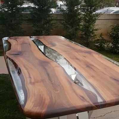 Made To Order Custom Ultra Clear Epoxy Resin River Table, Handmade