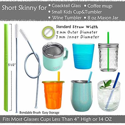 Tegion Short Reusable Silicone Straws for Kids Toddler Baby Drinking,  Cocktail Glass, Wine Tumbler, Coffee Mugs