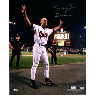 Framed Cal Ripken Jr. Baltimore Orioles Autographed White Mitchell & Ness  Authentic Jersey with Ironman Inscription