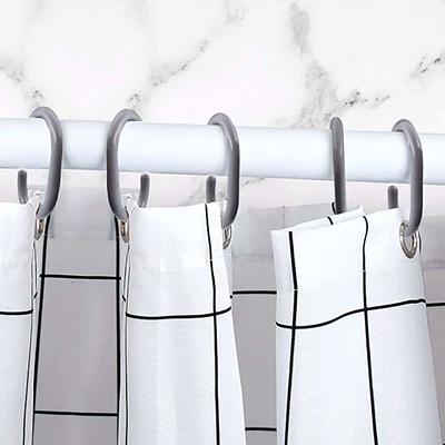 Dyiom Plastic Shower Curtain Hooks C-Shaped Rings Hook Hanger Bath Drape Loop Clip Glide, Shower Curtain Rings/Hooks, in Clear