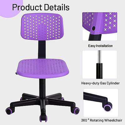 AFO Small Desk Chair Armless with Ergonomic Lumbar Support, Adjustable  Height Breathable Mesh with Backrest, 360 Degree Swivel Rolling, for Study