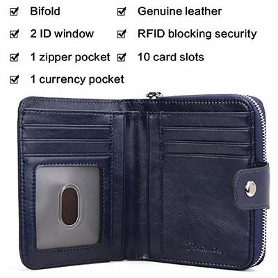 Black Small Leather Bifold Wallet Around Zip Billfold Cute Women Zippe