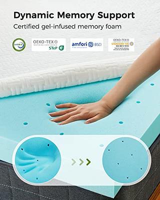 LINSY LIVING Mattress Topper Twin, 3-Inch Gel Memory Foam Mattress Topper  for Twin Size Bed, Supportive High Density Foam for Pain Relief, Breathable