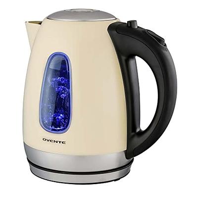 OVENTE 1.5 L Glass Electric Kettle Hot Water Boiler, Auto Shutoff, for  Coffee & Tea - Black KG83B 