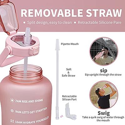 2 L Large Water Bottle with Straw & Motivational Time Marker Reminder, BPA Free Leak-Proof Water Bottles for Women Men Large Water Jug for Fitness Gym