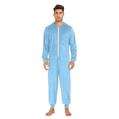 KLL Unisex Adult Onesie Pajamas Zipper Pocket Flannel One-piecing