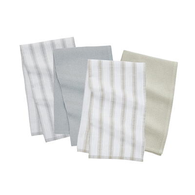 My Texas House Neutral Stripe 16 x 28 Cotton Kitchen Towels - Biege - 3 Pieces