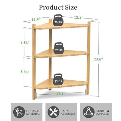 Wisuce 100% Real Bamboo Corner Shelf, 4 Tier Stackable Shower Corner  Shelves, Corner Storage Stand, Small Corner Shelf Counter Organizer Rack,  Corner