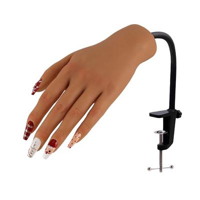 Manfiter Nail Training Practice Hand, Flexible Bendable Mannequin Hand, Fake Hand Manicure Practice Tool(without Practice Nails), Beige