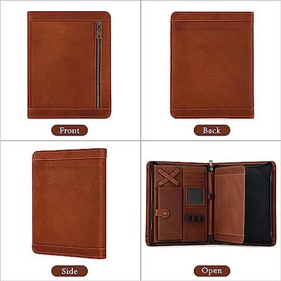 Vintage Leather Portfolio Organizer, Business Tablet Padfolio Folder