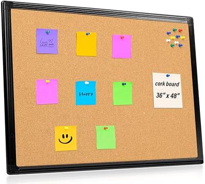 JILoffice Cork Board Bulletin Board 48 x 36 Notice Board , Black Aluminum Frame Wall Mounted Board for Office Home and School with 10 Push Pins